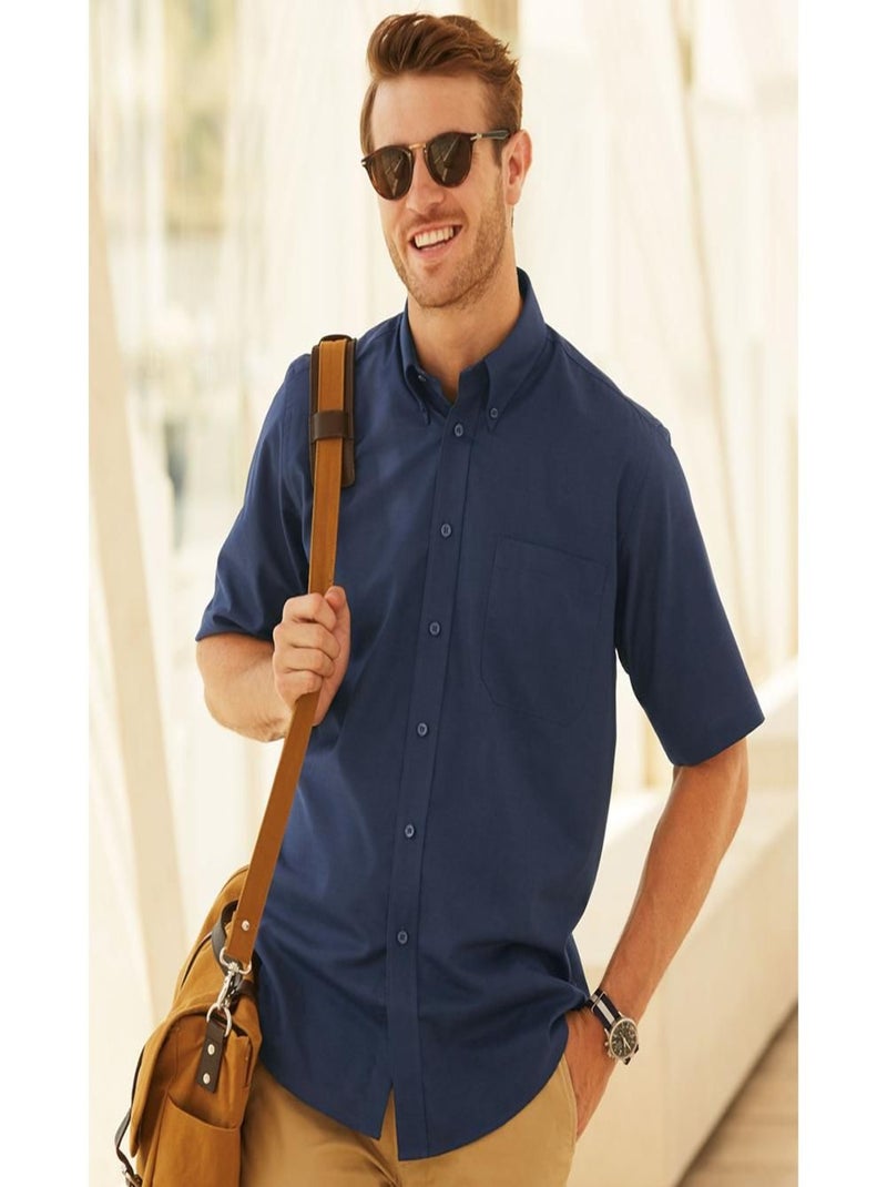B&C - Chemise à manches courtes SMART Bleu marine - Kiabi