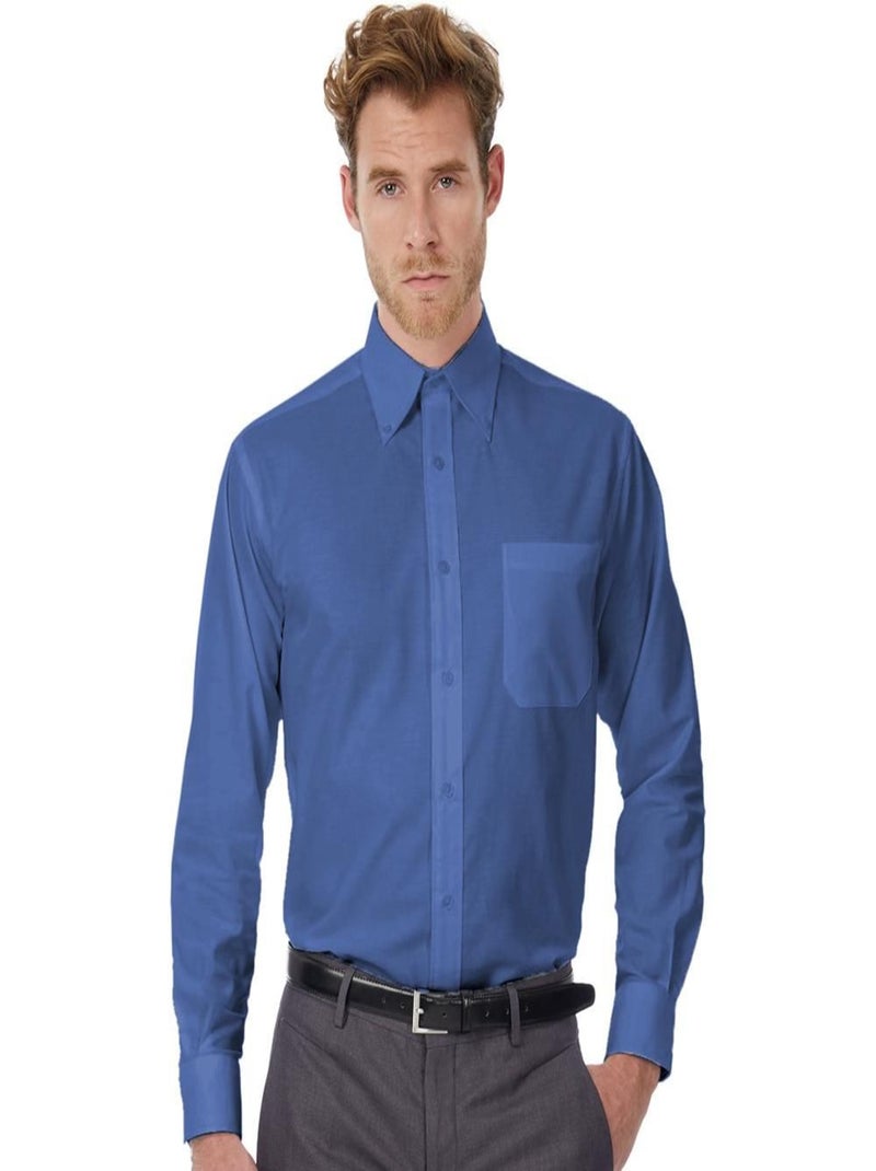 B&C - Chemise à manches longues OXFORD Bleu - Kiabi