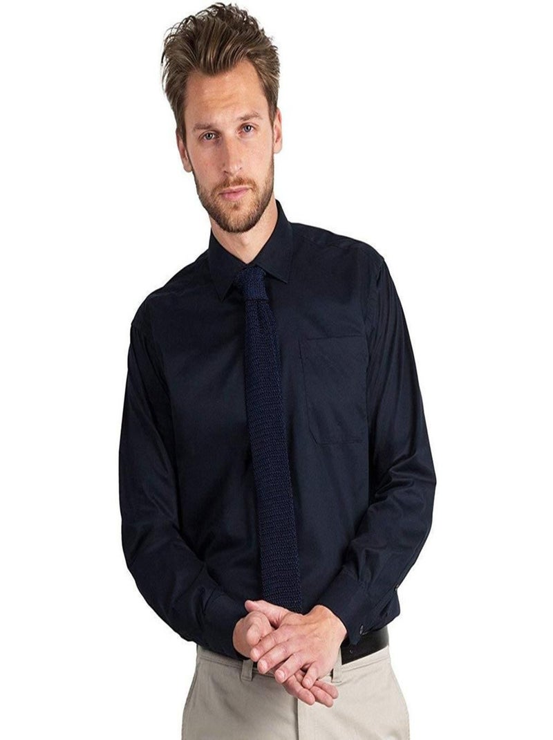 B&C - Chemise à manches longues SHARP TWILL Bleu marine - Kiabi