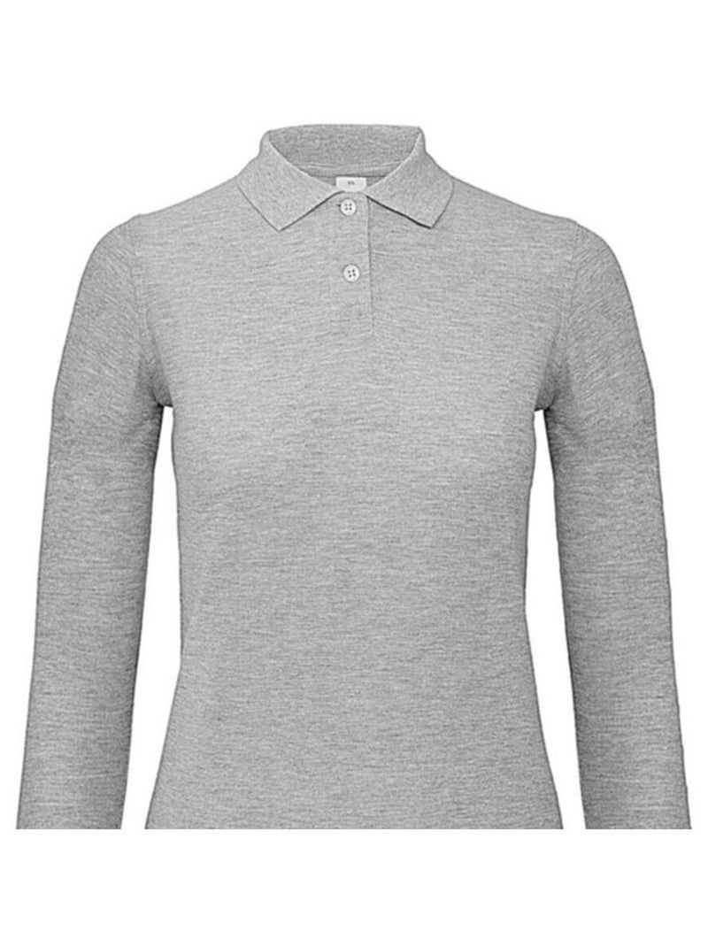 B&C - Polo manches longues ID.001 Gris chiné - Kiabi
