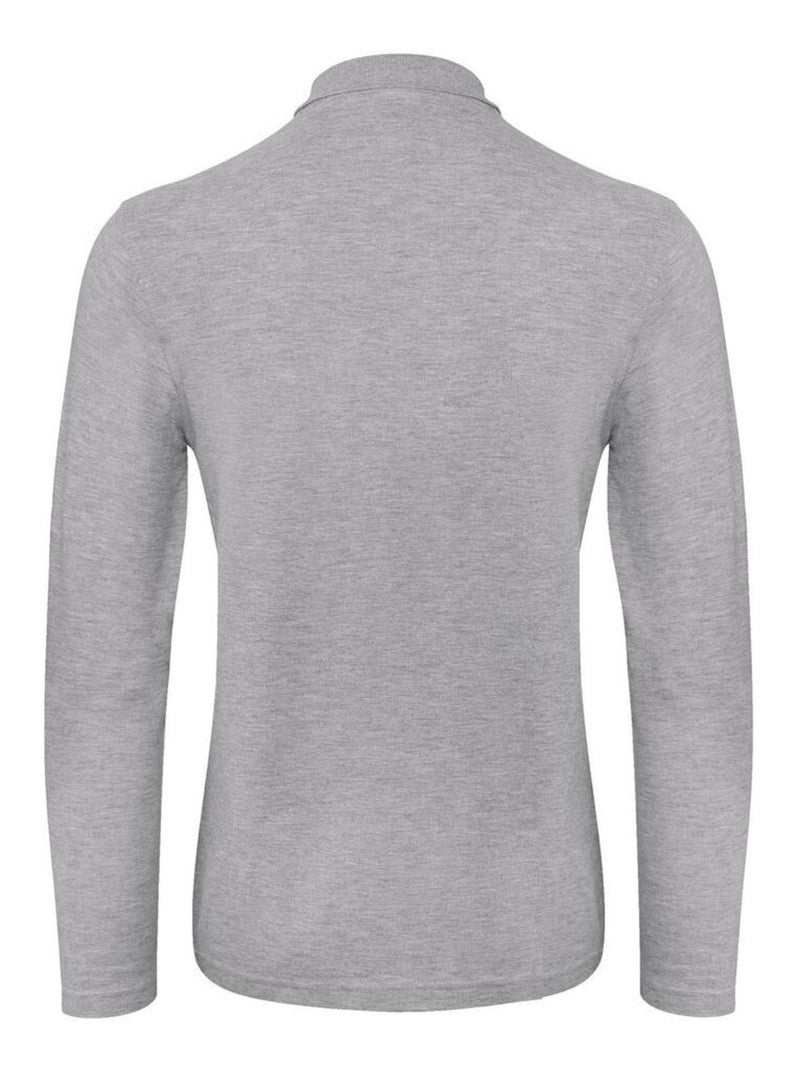 B&C - Polo manches longues ID.001 Gris chiné - Kiabi