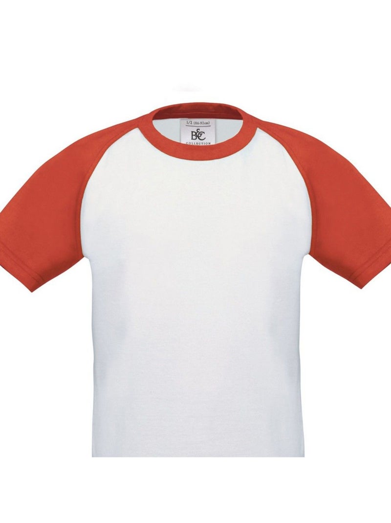 B&C - T-shirt BASE-BALL Blanc/Rouge - Kiabi