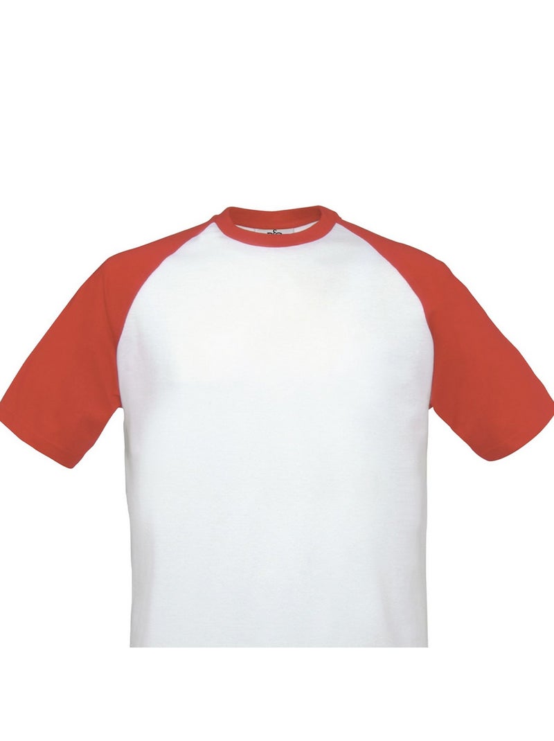 B&C - T-shirt BASE-BALL Blanc/Rouge - Kiabi