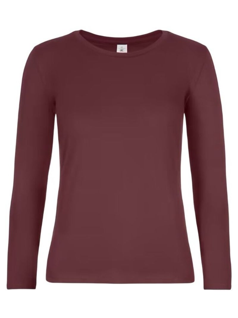 B&C - T-shirt manches longues #E190 Bordeaux - Kiabi