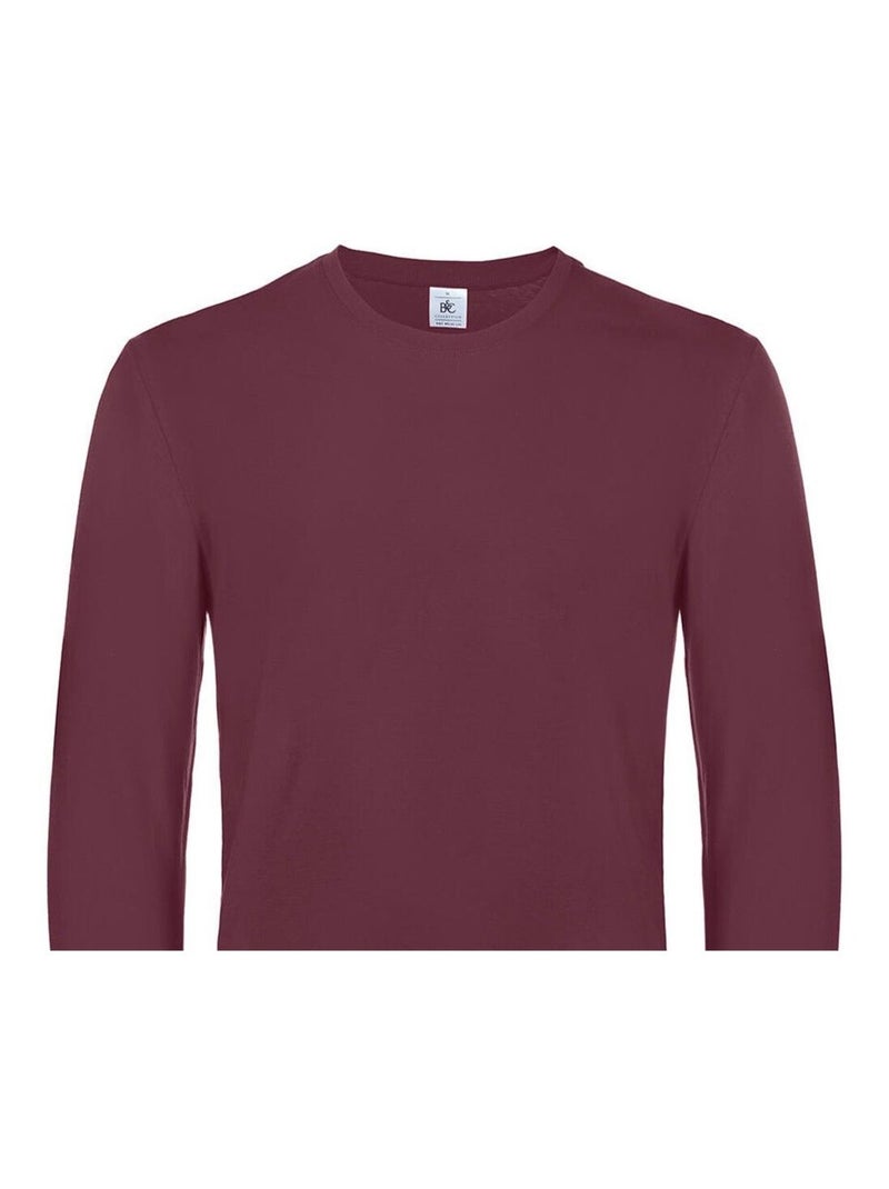 B&C - T-shirt manches longues #E190 Bordeaux - Kiabi