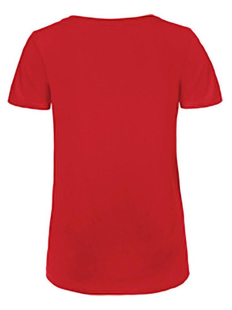 B&C Favourite - T-Shirt en coton bio à col V Rouge - Kiabi