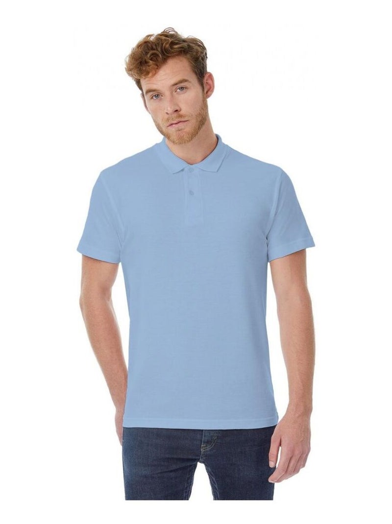 B&C ID.001 Polo à manches courtes pour hommes Bleu clair - Kiabi