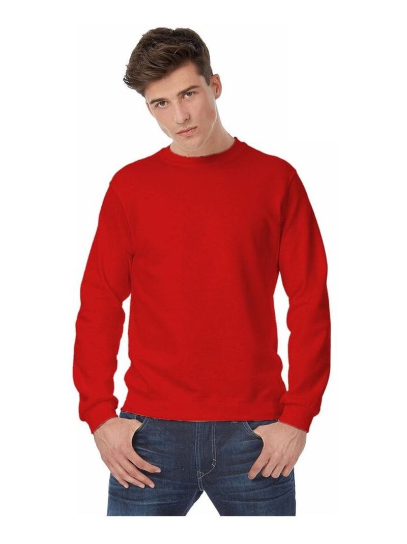 B&C Mens Crew Neck Sweatshirt Top Rouge - Kiabi