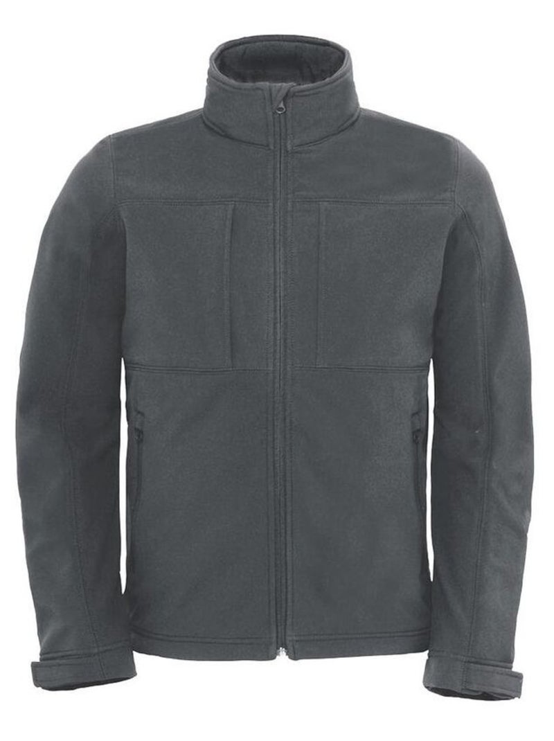 B&C Mens Softshell Hooded Breathable, Waterproof & Windproof Jacket (Doublure polaire) Gris foncé - Kiabi
