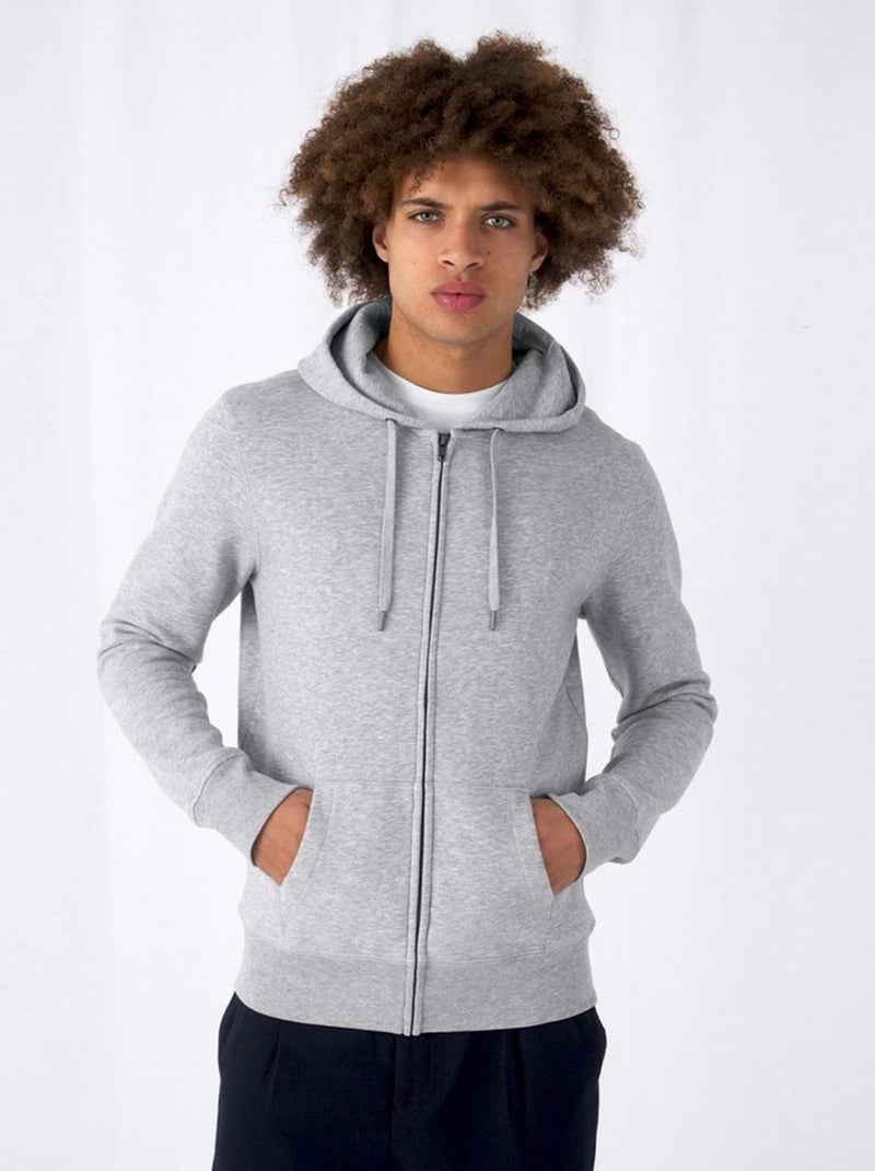 B&C Sweat à capuche zippé Mens King Gris chiné - Kiabi