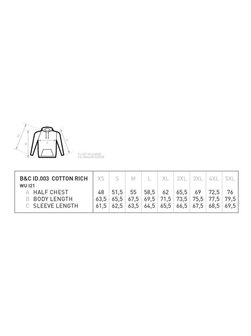 B&C Unisexe Adultes Sweatshirt à capuche/Haut de forme Blanc - Kiabi