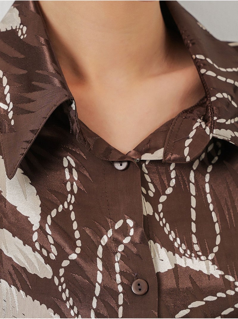 Bdart ensemble chemise et pantalon large en viscose à fleurs Marron chocolat - Kiabi