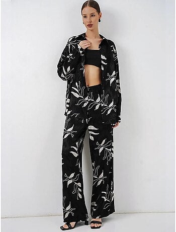 Bdart ensemble chemise et pantalon large en viscose à fleurs