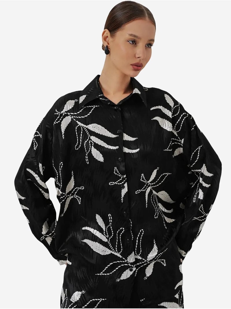 Bdart ensemble chemise et pantalon large en viscose à fleurs Noir - Kiabi