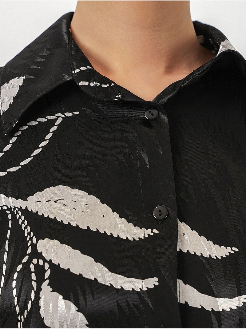 Bdart ensemble chemise et pantalon large en viscose à fleurs Noir - Kiabi