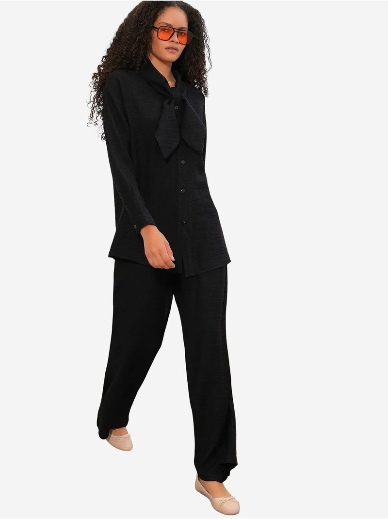 Bdart ensemble chemise et pantalon large texturé Noir - Kiabi