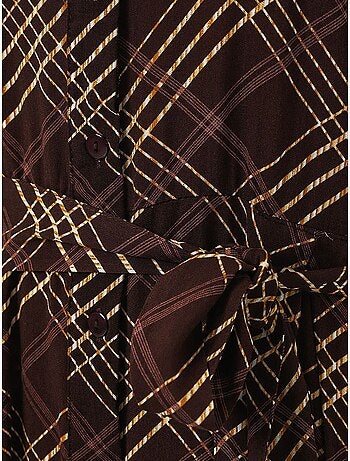 Bdart robe chemise midi à carreaux avec fermeture boutonnée