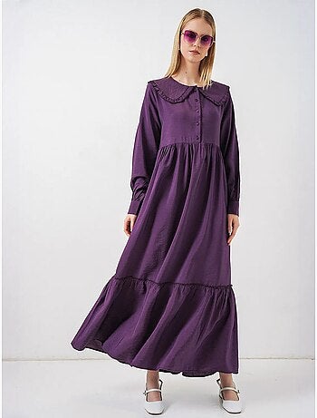 Bdart robe longue à col claudine et fermeture à boutons