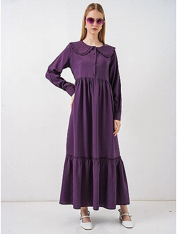 Bdart robe longue à col claudine et fermeture à boutons