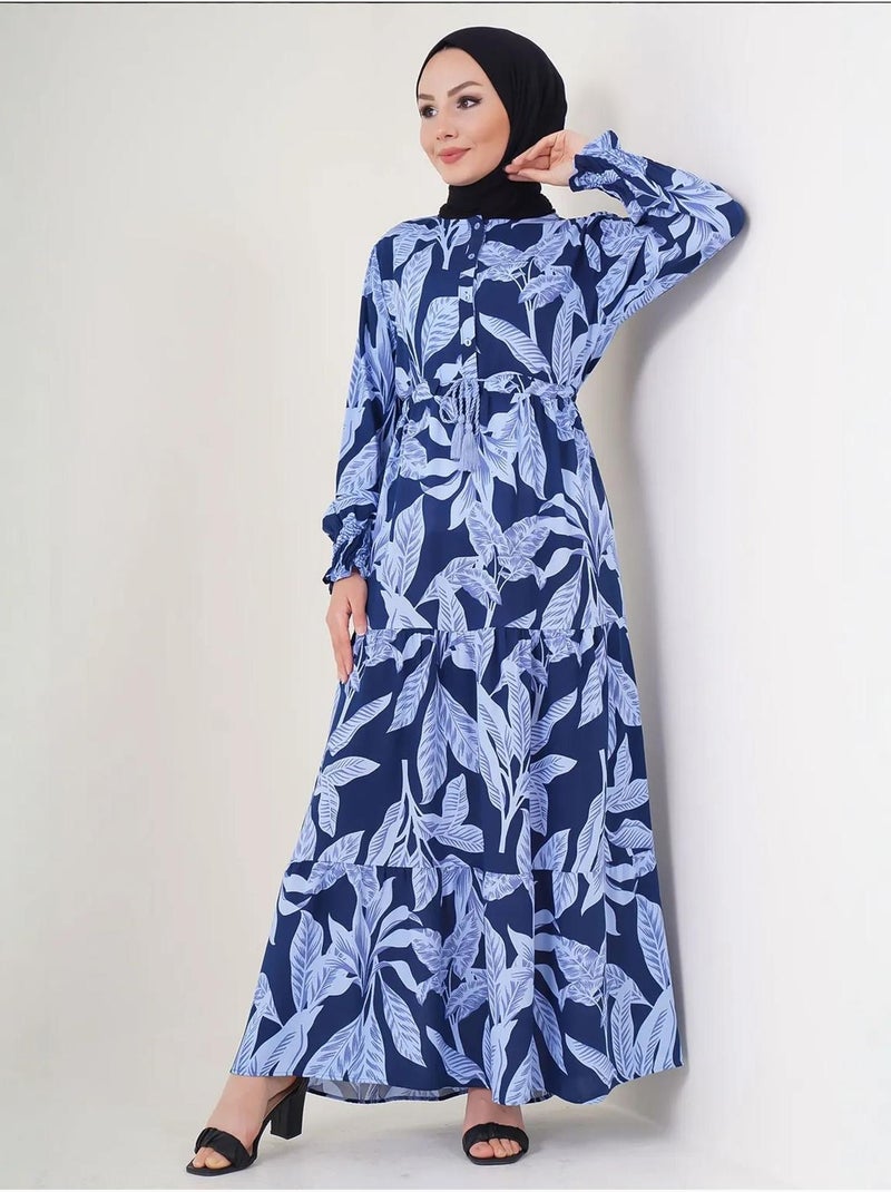 Bdart robe longue en crêpe de viscose à fleurs Bleu lagon - Kiabi