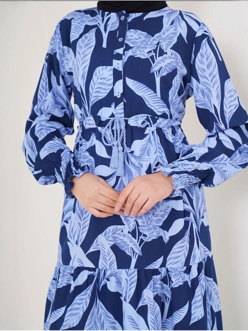 Bdart robe longue en crêpe de viscose à fleurs Bleu lagon - Kiabi