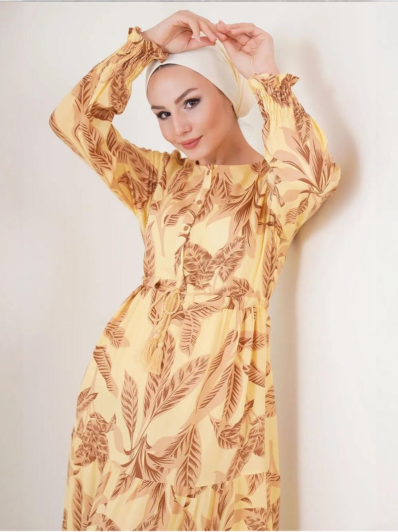 Bdart robe longue en crêpe de viscose à fleurs Jaune citron - Kiabi