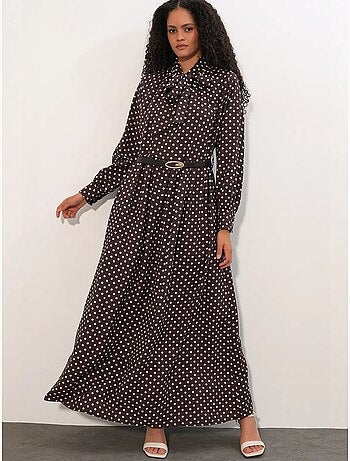Robe maxi à pois et col chemise bdart