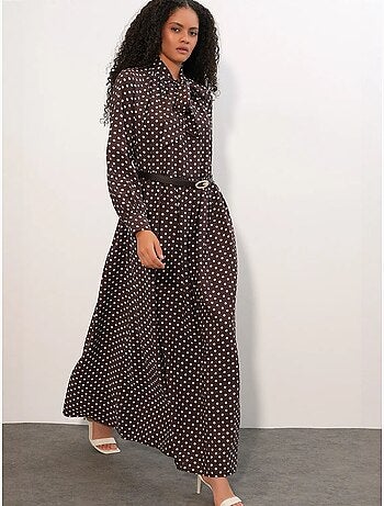 Robe maxi à pois et col chemise bdart