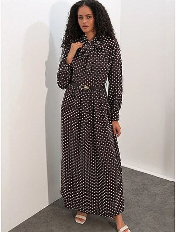 Robe maxi à pois et col chemise bdart