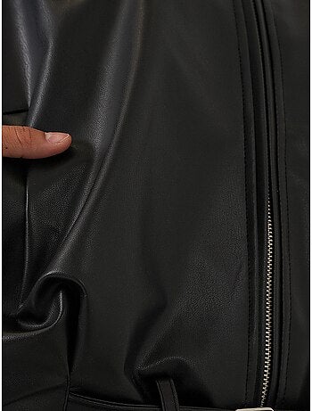 Bdart veste oversize en simili cuir avec ceinture
