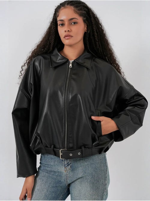 Bdart veste oversize en simili cuir avec ceinture - Kiabi Bdart veste oversize en simili cuir avec ceinture - Kiabi