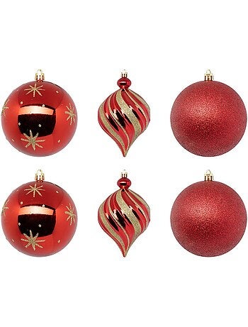 Boule de noël plastique 100mm x6 or