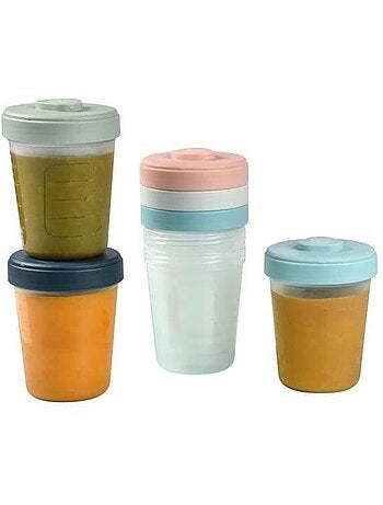 Béaba - lot 6 portions clip - 2ème age - 250ml - 100% hermetique - empilables