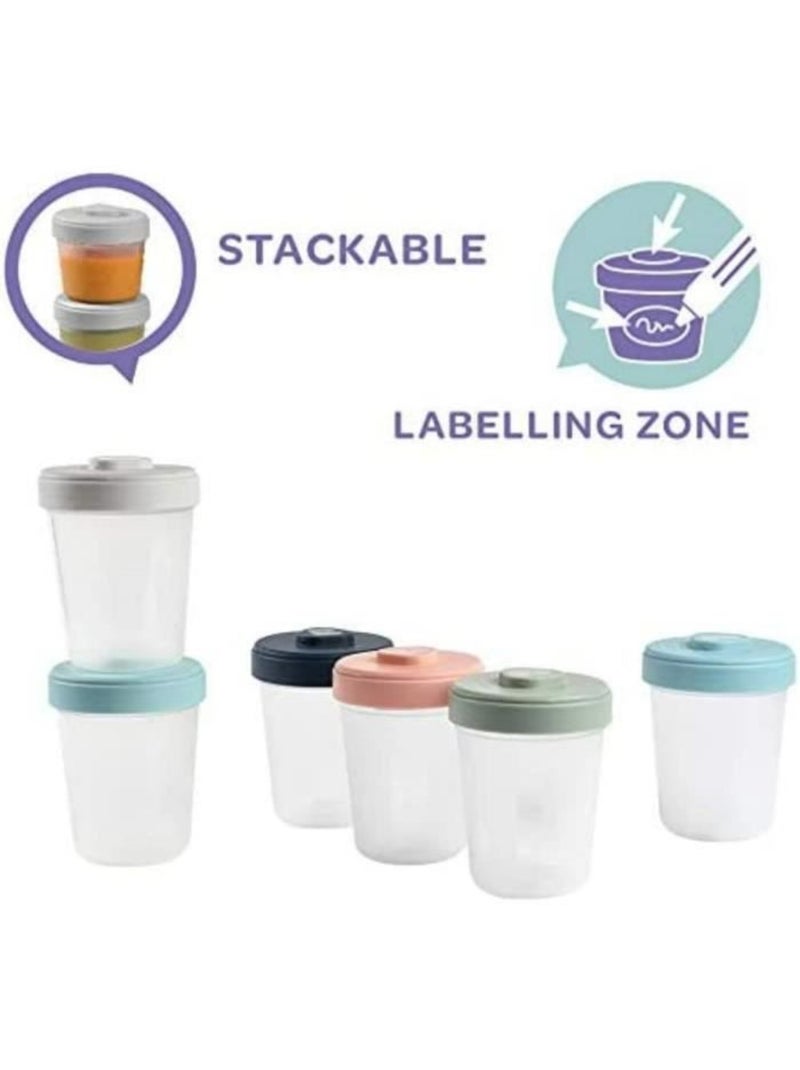 Béaba - lot 6 portions clip - 2ème age - 250ml - 100% hermetique - empilables Blanc - Kiabi