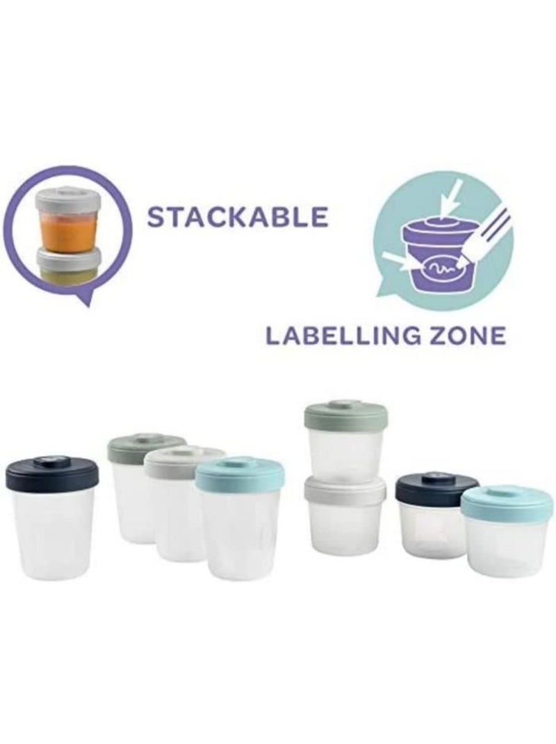 Béaba - lot 8 portions clip - 2ème age - 100% hermetique - empilables Bleu - Kiabi