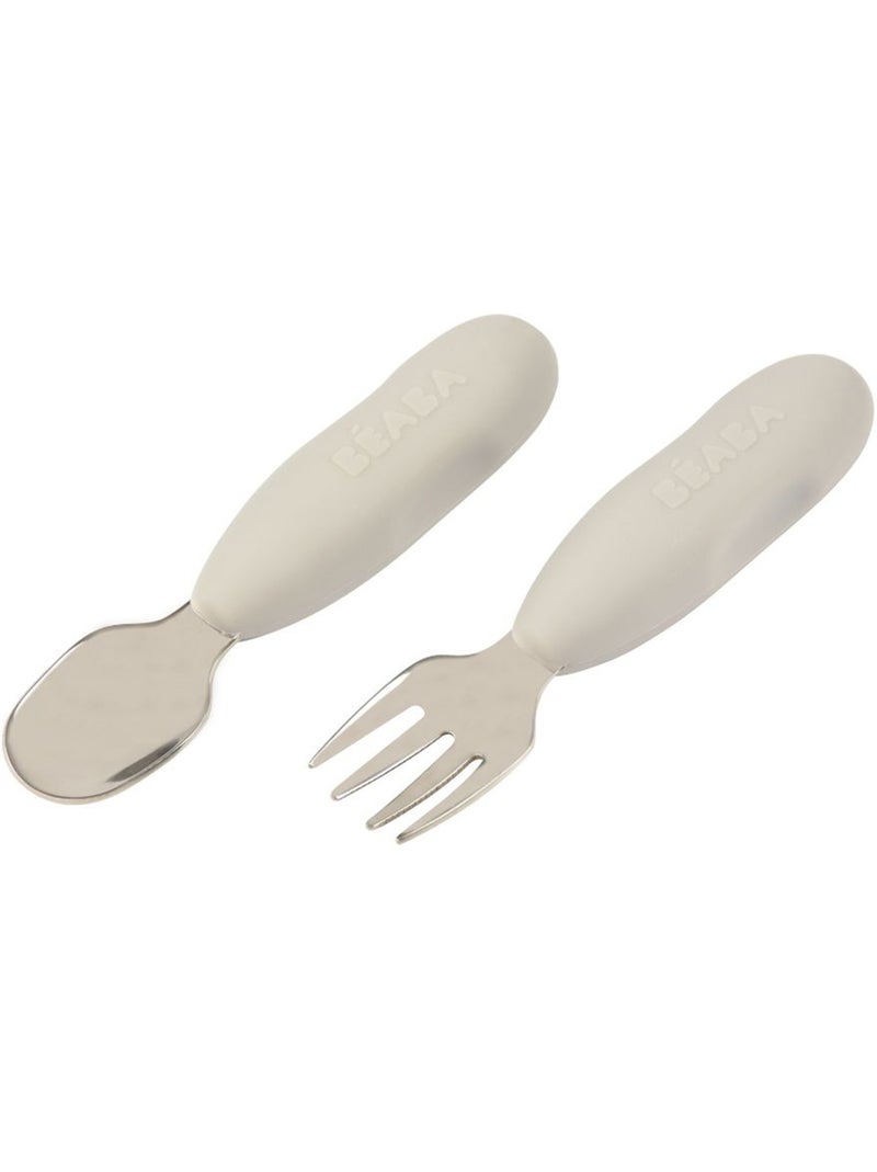 Béaba - Lot de 2 pré-couverts en inox Gris - Kiabi