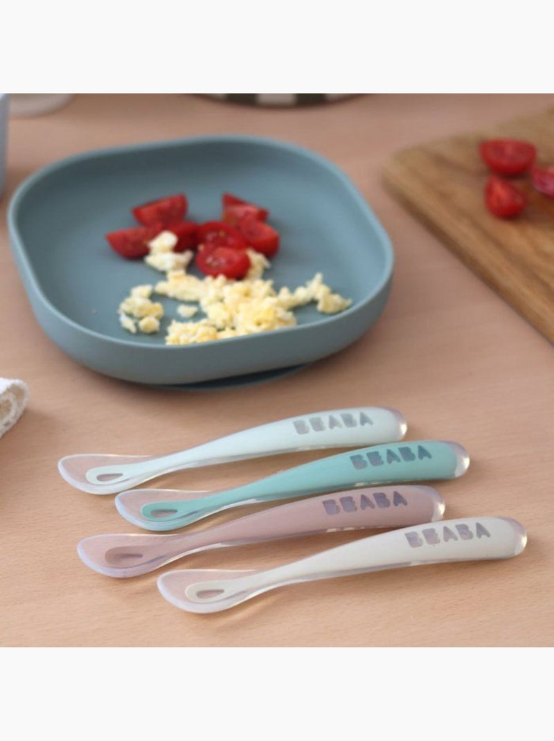 Béaba - lot de 4 cuillères silicone 1er âge Beige - Kiabi