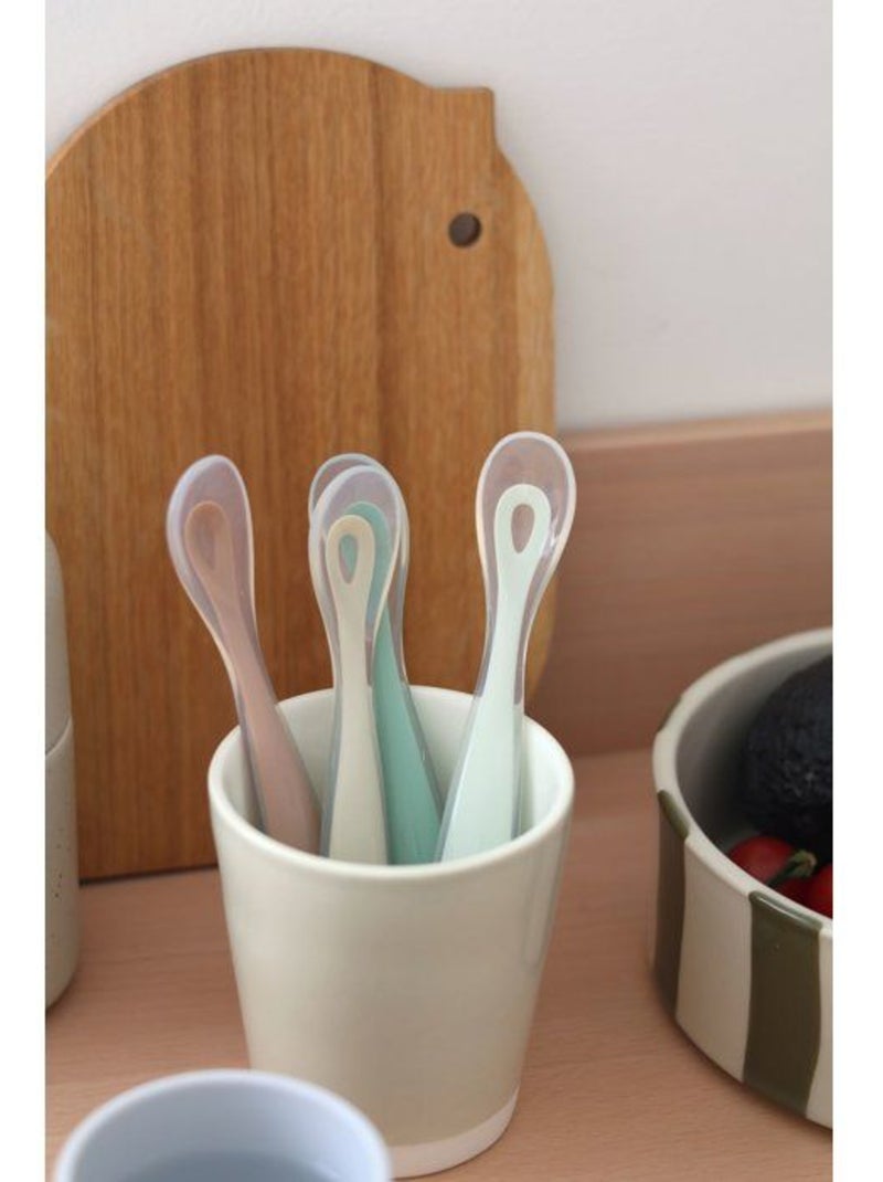 Béaba - lot de 4 cuillères silicone 1er âge Beige - Kiabi