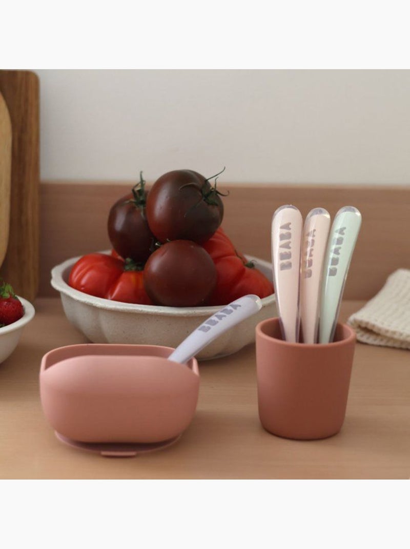Béaba - Lot de 4 cuillères silicone 1er âge Rose - Kiabi