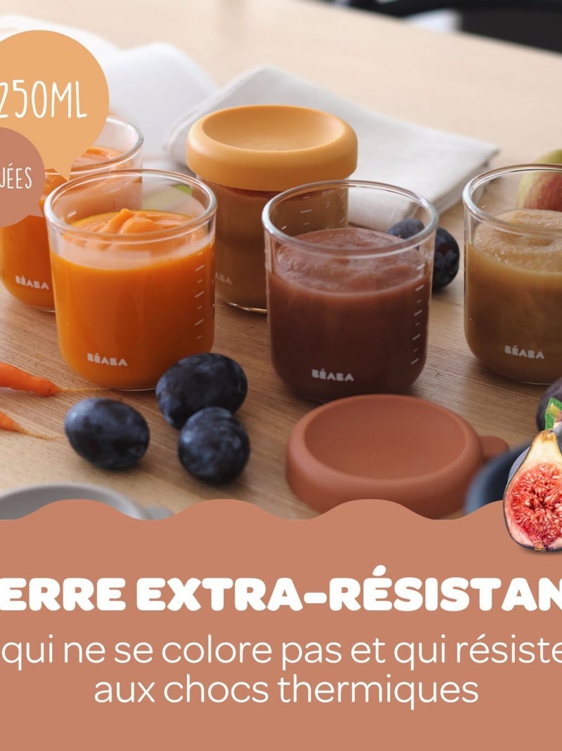 Béaba - Lot de 4 pots de conservation en verre Multicolore - Kiabi