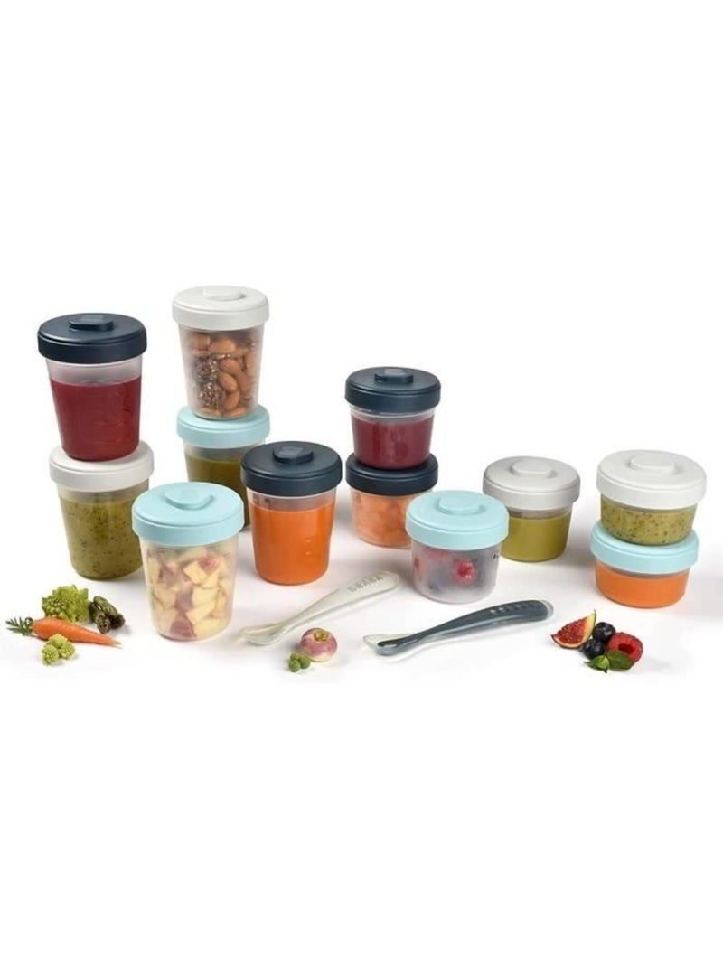 Béaba - Pack 1er repas avec pots de conservation et cuillères Bleu - Kiabi