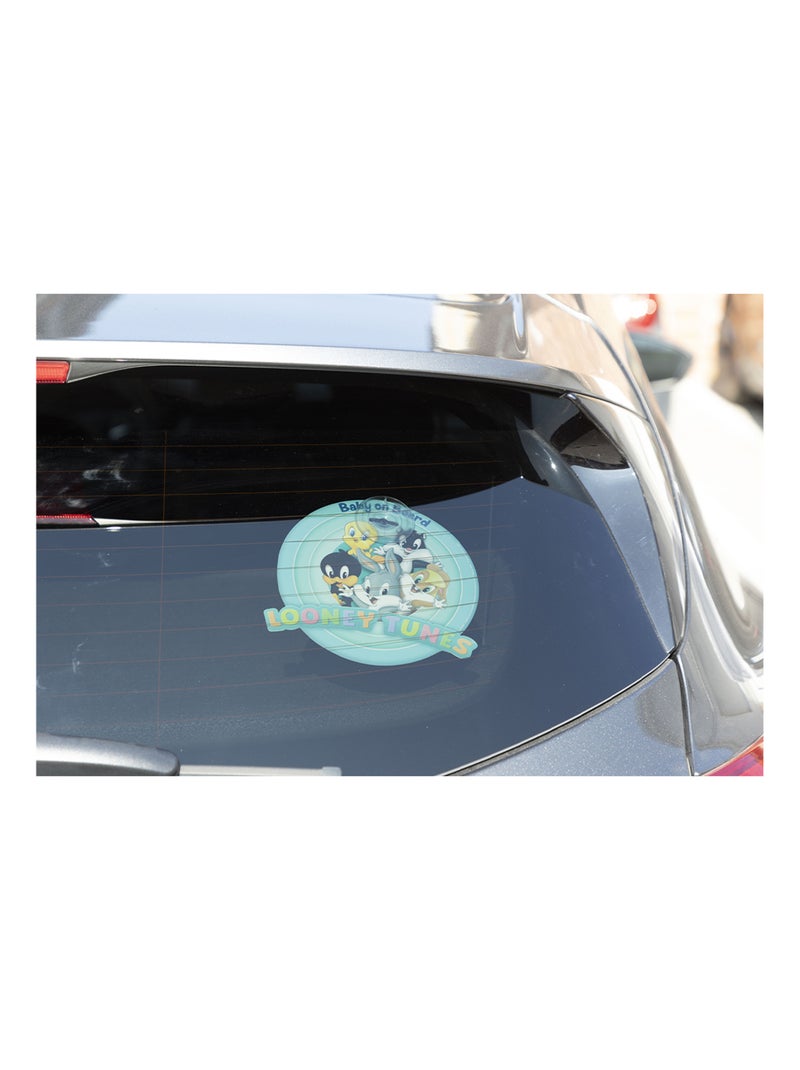 Bébé à bord, panneau de sécurité voiture Looney Tunes Warner Bros avec ventouse, graphismes colorés Bleu - Kiabi