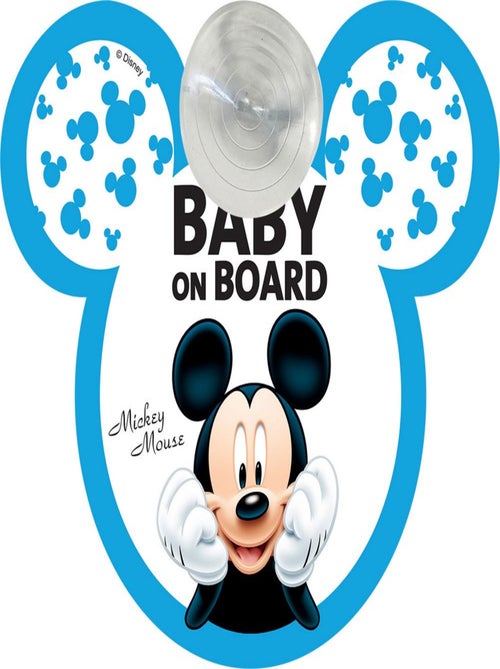 Bébé à bord, panneau sécurité voiture Disney Mickey Mouse avec ventouse et graphismes colorés - Kiabi