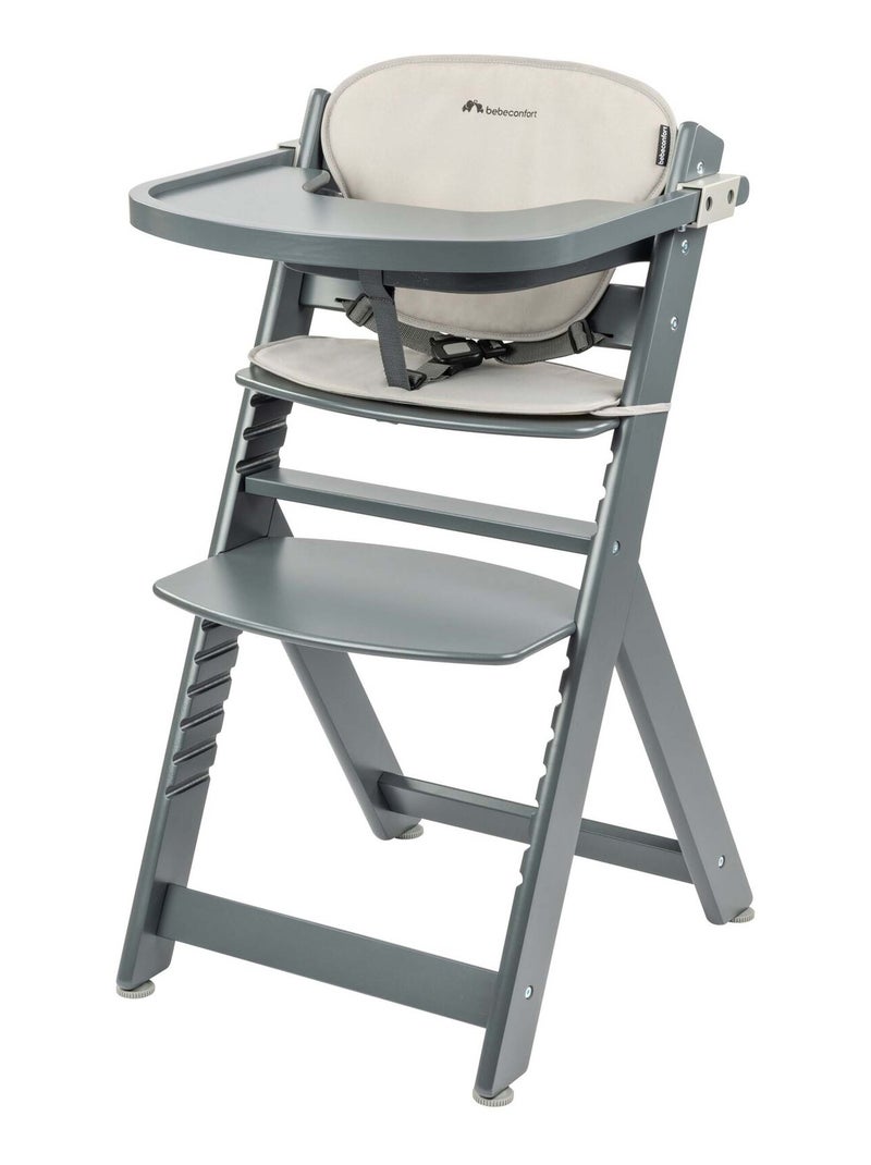 BEBE CONFORT Timba Chaise haute bébé en bois avec coussin, De 6 mois à 10 ans (30kg), Gray Mist Gris Gris anthracite - Kiabi