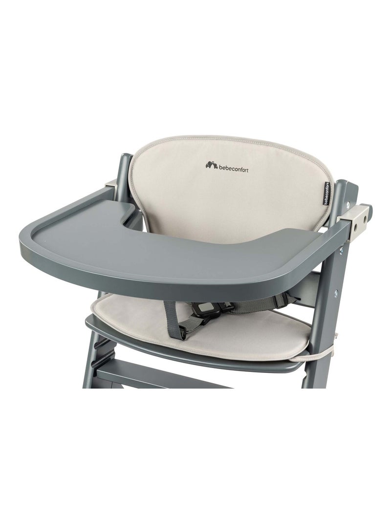 BEBE CONFORT Timba Chaise haute bébé en bois avec coussin, De 6 mois à 10 ans (30kg), Gray Mist Gris Gris anthracite - Kiabi