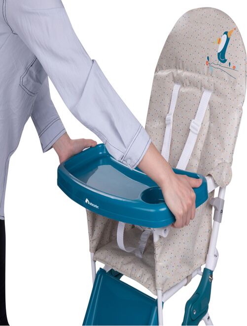Bebelissimo - Chaise haute évolutive bébé - Pliable - Compacte - Réglable  hauteur - De 6 mois à 3 ans (15kg) - vert