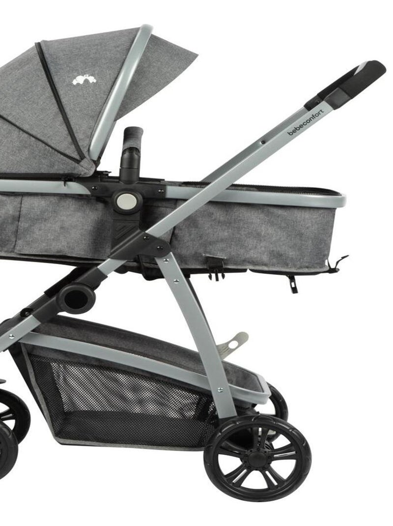 BEBECONFORT Poussette 2 en 1 Hello, avec nacelle intégrée, 4 roues, Black Chic Gris Noir - Kiabi