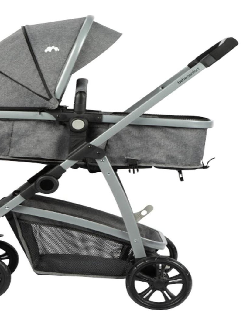 BEBECONFORT Poussette 3 en 1 Hello, avec nacelle intégrée + Siège auto Gr0+, Black Chic, Gris Noir - Kiabi