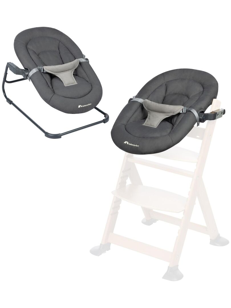 BEBECONFORT Timba baby, Transat bébé, compatible chaise haute Timba , 0-6 mois, Tinted Graphite Gris Gris - Kiabi