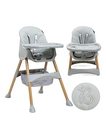 Bebelissimo - Chaise haute 2 en 1 - Evolutive - Réglable - Pliable - woodie